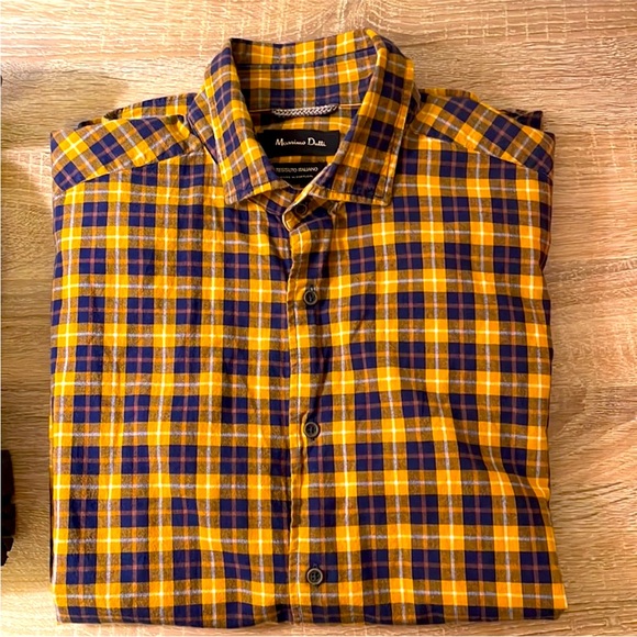 Massimo Dutti Other - Massimo Dutti tessuto Italiano men's button down shirt large yellow navy